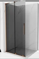 Ścianki i drzwi prysznicowe - Mexen Velar L ścianka prysznicowa rozsuwana Walk-in 120 x 200 cm, grafit 8 mm, różowe złoto - 871-120-003-43-60 - miniaturka - grafika 1