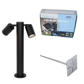 Lampy ogrodowe - QAZQA Stojąca lampa zewnętrzna czarna 45 cm IP44 regulowana 2-światłowa - Duo - miniaturka - grafika 1