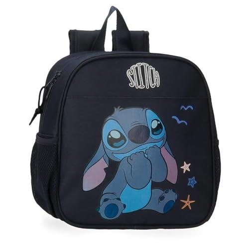 Joumma Disney Stitch Excited Plecak przedszkolny adaptacyjny do wózka Czarny 21x25x10 cm Poliester 5,25 l, Czarny (Black), Talla única, Plecak przedszkolny z możliwością dostosowania do wózka