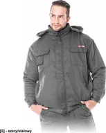 Odzież robocza - R.E.I.S. KMO-PLUS - Kurtka zimowa Master do pasa, dopinany kaptur - szary/stalowy L - miniaturka - grafika 1