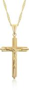 Biżuteria religijna - Srebrny pozłacany łańcuszek i krzyżyk z Panem Jezusem - miniaturka - grafika 1