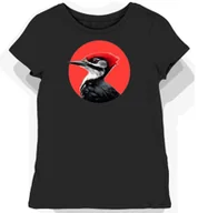 Koszulki i topy damskie - Koszulka damska czarna z nadrukiem dzięcioła z czerwonym czubkiem XXL - miniaturka - grafika 1