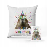 Gadżety dla niej i dla niego - ZESTAW KUBEK + PODUSZKA KAPIBARA na prezent + IMIĘ - miniaturka - grafika 1