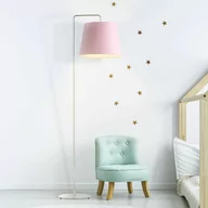 Lampy stojące - CHROMOWANA LAMPA STOJĄCA DLA DZIECI Z RÓŻOWYM ABAŻUREM ZAHARA - miniaturka - grafika 1