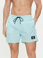 Kąpielówki męskie - Calvin Klein Swimwear Szorty kąpielowe KM0KM00980 Niebieski Regular Fit - miniaturka - grafika 1