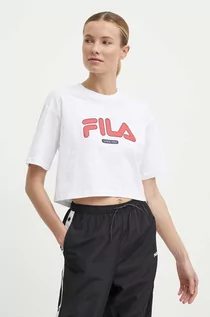 Koszulki sportowe damskie - Fila t-shirt bawełniany Lucena damski kolor biały FAW0757 - grafika 1