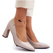 Czółenka - Vinceza Czółenka Na Słupku Eko Skóra Szare Giseleni - miniaturka - grafika 1