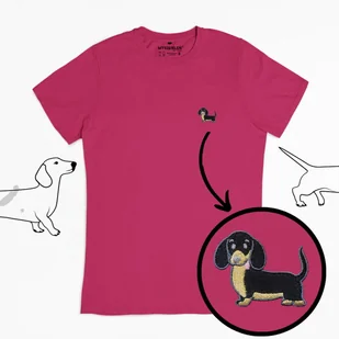 Haftowany T-shirt - CZARNY JAMNIK - różowy XL - Koszulki męskie - miniaturka - grafika 1