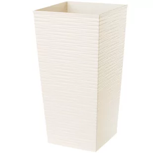 Donica na kwiaty z wkładem Tuluza dłuto 35 cm, kremowa - Donice - miniaturka - grafika 1