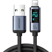 Akcesoria do słuchawek - Kabel Lightning - USB A 2.4A 1.2m z wyświetlaczem LED Joyroom S-AL012A16 - czarny - miniaturka - grafika 1