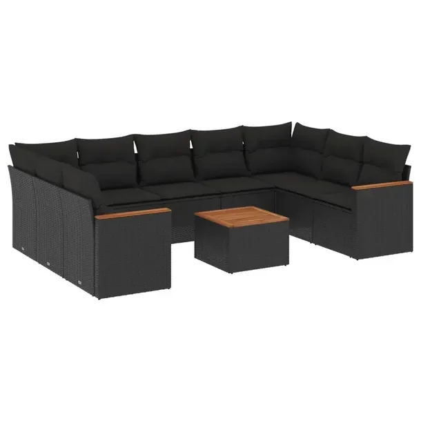 Zestaw mebli ogrodowych modułowych czarny, rattan PE, wymiary: 62x62x69 cm