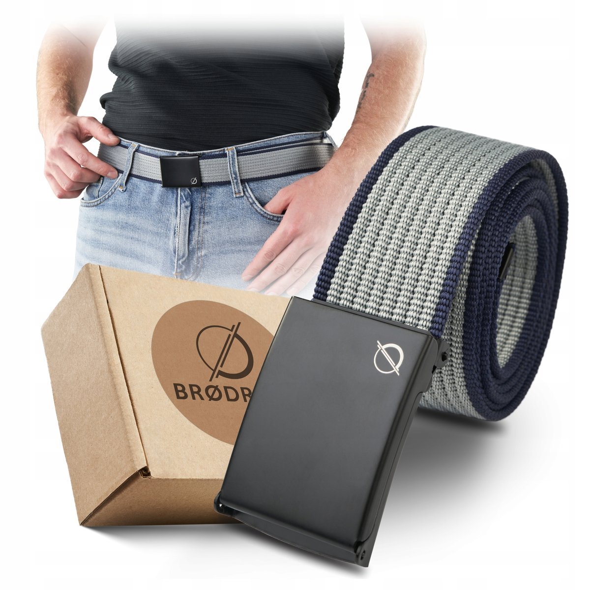 Parciany Pasek Męski Szary Brodrene Uniwersalny Materiałowy do Spodni 115cm