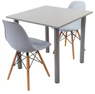 Meble do sypialni - Zestaw stół Lugano 80 szary i 2 krzesła Milano szare - miniaturka - grafika 1
