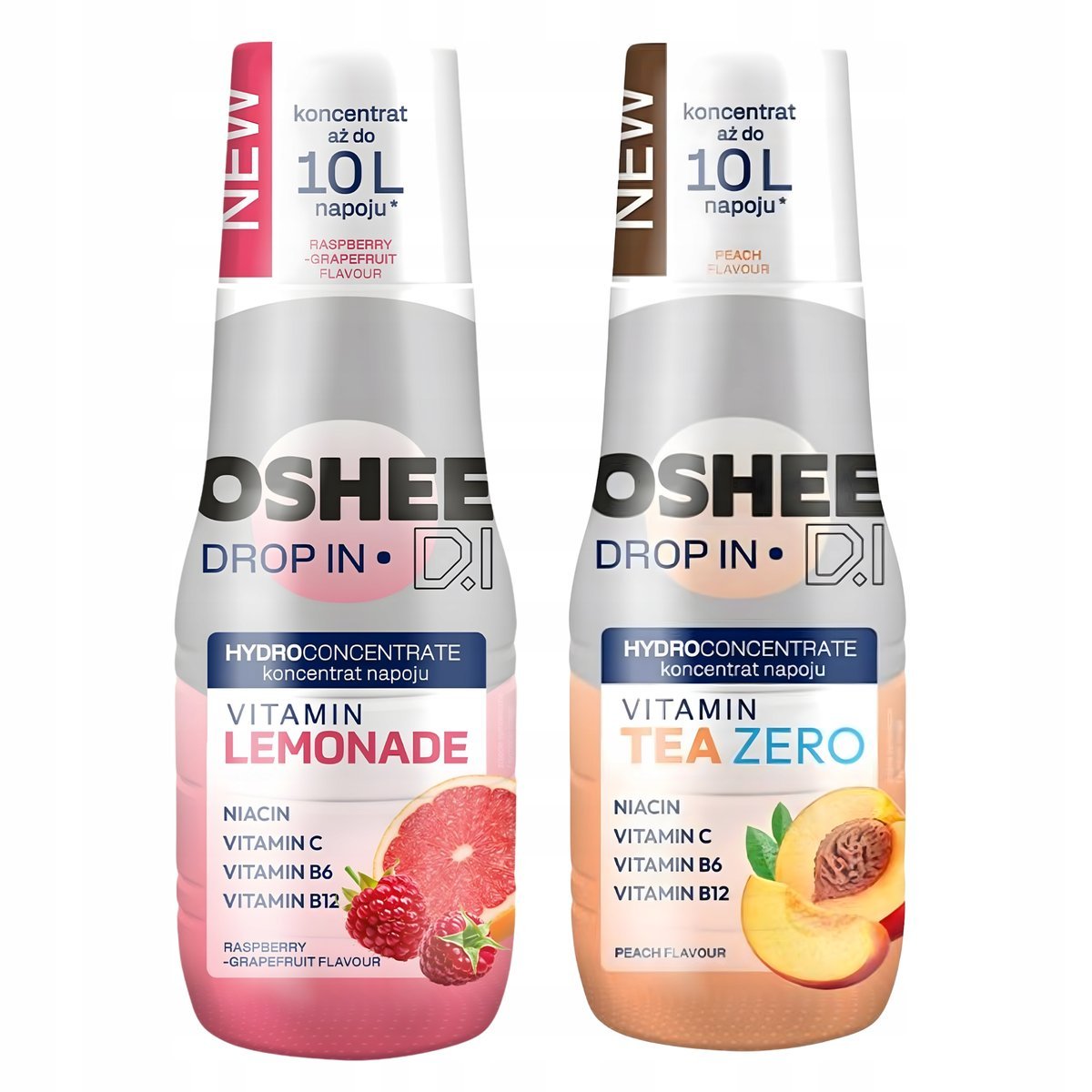 Koncentraty OSHEE Drop In Lemonade Malina Grejpfrut + Tea Brzoskwinia Zero