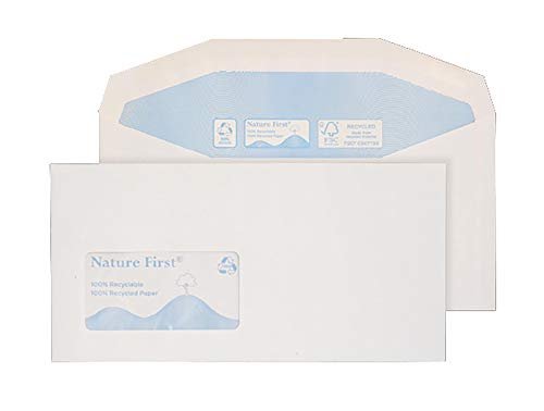 Blake Environmental Nature First Recycled 114 X 235 Mm 90 gsm Portfel Wysyłkowy Gumowane Rn0016 Biały Pakiet 500