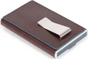 Etui na dokumenty i karty - Piquadro Piquadro, Blue Square, Leather, Card Holder, Square Sliding System with Money Clip, PP5358B2R, Mahogany, For Men For Men - miniaturka - grafika 1