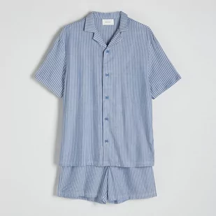 Reserved - Dwuczęściowa piżama z wiskozy - Niebieski - Piżamy męskie - miniaturka - grafika 1