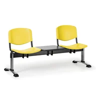 Inne meble biurowe - Ławka do poczekalni plastikowa ISO, 2-siedziska + stolik, żółty, chromowane nogi - miniaturka - grafika 1