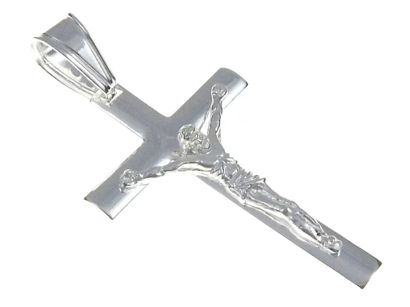 Valerio.pl Duży srebrny krzyżyk krzyż na gruby łańcuch srebro 925 V007 V007