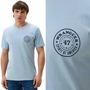 Wrangler GRAPHIC TEE Blue Fog BŁĘKITNA BAWEŁNIANA KOSZULKA T-SHIRT LOGO L - Koszulki męskie - miniaturka - grafika 1
