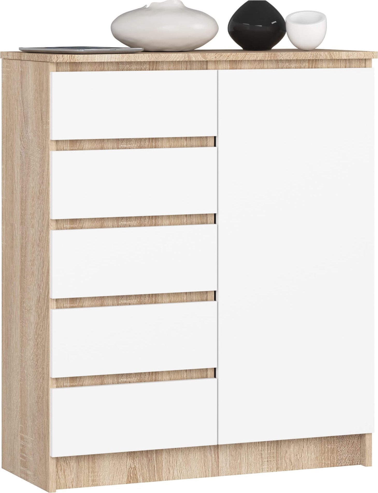 KOMODA K80 1D 5SZ PK DĄB SONOMA / BIAŁA