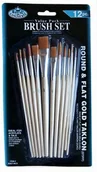 Pędzle - Zestaw pędzli syntetycznych 12 szt złoty taklon R&L - miniaturka - grafika 1