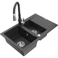 Zlewozmywaki z baterią - Mexen Gaspar zlewozmywak granitowy 1,5-komorowy z ociekaczem i baterią kuchenną Savita, czarny nakrapiany - 6507-76-672601-76 - miniaturka - grafika 1
