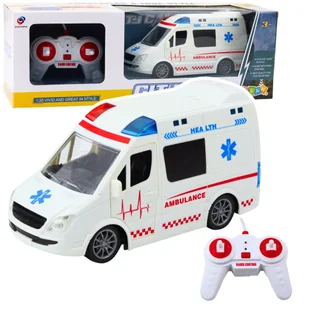 Karetka Ambulans Zdalnie Sterowany RC Światła Dźwięki 1:20 Biały LEAN Toys - Zabawki zdalnie sterowane - miniaturka - grafika 1