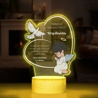 Pamiątka Pierwszej Komunii Świętej - Lampka LED L z nadrukiem na szkle akrylowym dla chłopca na komunię - miniaturka - grafika 1