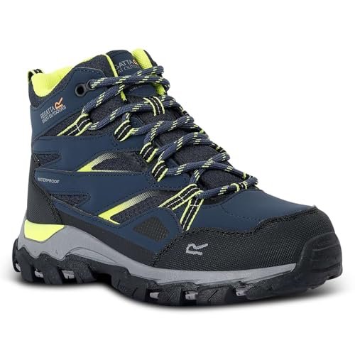Regatta Dziecięce buty trekkingowe Holcombe, wodoodporne i oddychające, idealne do aktywności na świeżym powietrzu i wspinaczki górskiej, Granatowy (Navy) zielony, 38 EU