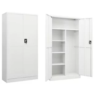 shumee Szafa zamykana na klucz biała 90x40x180 cm stalowa - Szafy - miniaturka - grafika 1