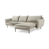 Narożniki - Beżowa narożna aksamitna sofa prawostronna Cosmopolitan Design Vienna - miniaturka - grafika 1