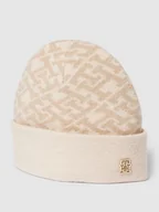 Czapki damskie - Czapka beanie z detalem z logo - miniaturka - grafika 1