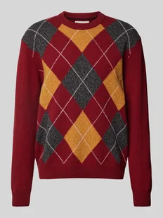 Sweter z dzianiny z okrągłym dekoltem model ‘ARGYLE’ - Swetry męskie - miniaturka - grafika 1
