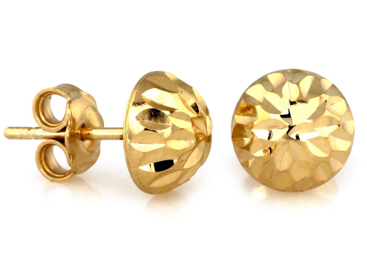 Diamentowane kolczyki złote 585 półkule 1.44g