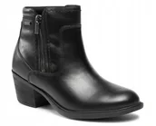 Botki damskie - Clarks Damskie Botki Czarne Skórzane Obcas 36 Żte - miniaturka - grafika 1