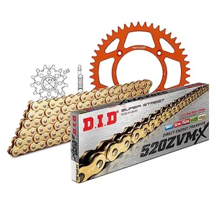 Zestaw łańcuchów DID Alu 520ZVM-X / 110 nitowy zamek pomarańczowy do KTM Freeride R 250 ccm rok prod. 2017 - Części motocyklowe - miniaturka - grafika 1