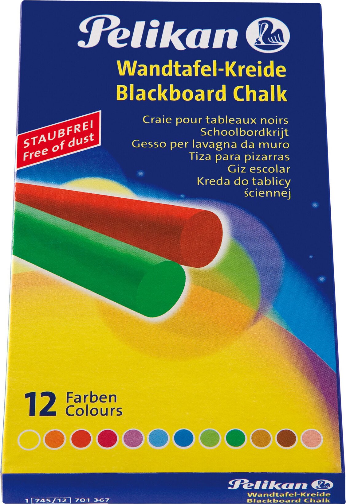 Kreda szkolna, 12 kolorów
