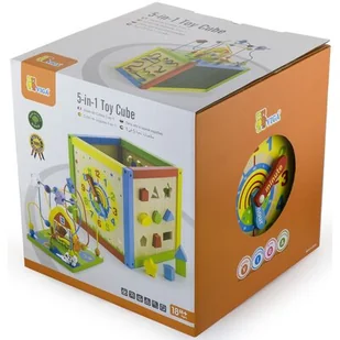 VIGA Drewniana Kostka edukacyjna 5w1 z sorterem i zegarem 58506 - Sortery dla dzieci - miniaturka - grafika 1
