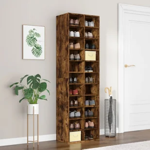 vidaXL Stojak na buty dąb wędzony 54x34x183 cm materiał drewnopochodny - Stojak na buty - Półki na buty - Przechowywanie butów - Szafka na buty - Szafki na buty - miniaturka - grafika 1