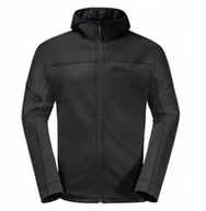 Bluzy męskie - Jack Wolfskin Hirschberg Hooded FZ M 1710881-6000 Czarne S - miniaturka - grafika 1