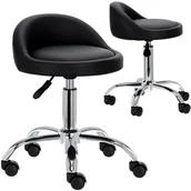 Krzesła i taborety kosmetyczne - Taboret kosmetyczny fryzjerski z oparciem czarny krzesło obrotowe hoker SPA mobilny - miniaturka - grafika 1