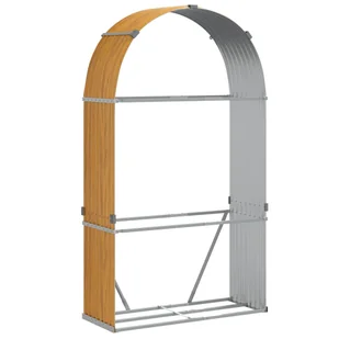 vidaXL Stojak na drewno, jasny brąz, 120x45x210 cm, stal galwanizowana - Wózki magazynowe - miniaturka - grafika 1