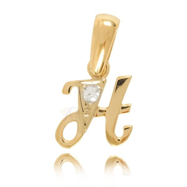 Zawieszka złota Au 585 Literka H z cyrkonią