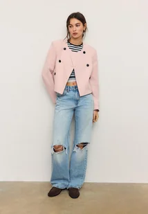 Stradivarius Krótka marynarka z okrągłym dekoltem Pastelowy róż L - Marynarki i żakiety damskie Stradivarius Krótka marynarka z okrągłym dekoltem Pastelowy róż L - Marynarki i żakiety damskie - miniaturka - grafika 1