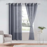 Firany i zasłony dla dzieci - DWCN Sheer Przezroczysta zasłona z woalu, na przelotkach, do salonu, pokoju dziecięcego, sypialni, ciemnoszara, 210 x 132 cm (wys. x szer.), 2 sztuki - miniaturka - grafika 1