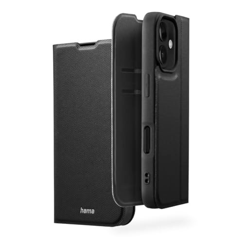 Hama Etui na telefon komórkowy iPhone 16 (pokrowiec na telefon komórkowy do postawienia, etui z przegródką na karty, dodatkowa ochrona wyświetlacza i aparatu, z magnesem, etui z klapką, miękkie,