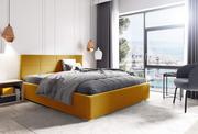 Łóżka - Łóżko tapicerowane pikowane z materacem Katia 120x200 Żółte - miniaturka - grafika 1
