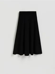 Reserved - Spódnica midi z wełną - czarny - Spódnice - miniaturka - grafika 1