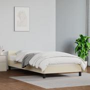 Łóżka - Lumarko Rama łóżka z zagłówkiem, kremowa, 80x200 cm, sztuczna skóra - miniaturka - grafika 1